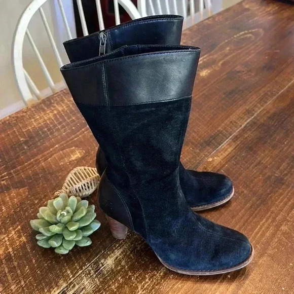 UGG | Vintage Black Suede Tall Boots with 3” Heel - Picture 1 of 11
